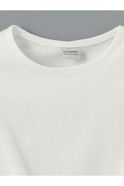LC Waikiki Tricou crop pentru fete LCW Kids alb cu decolteu