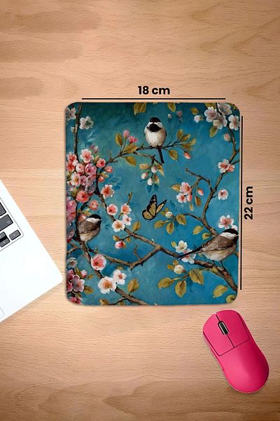SonicTouch فروع الربيع مع دعم المعصم الفيروز مستطيل سطح أملس لوحة الماوس سلس 18x22cm