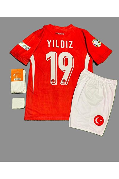 BYSPORTAKUS K'enan Y'ıldız Euro 2024 Türkiye Deplasman Çocuk Forması 4'lü Set2