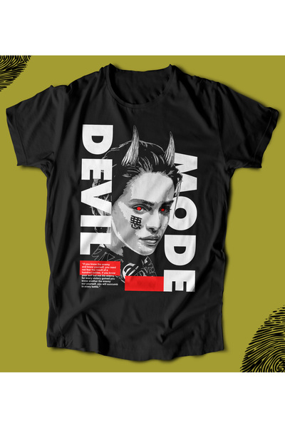 BUTSHIRT Bu T-Shirt' Devil Mode' Printed'Regular-Fit' Unisex T-Shirt