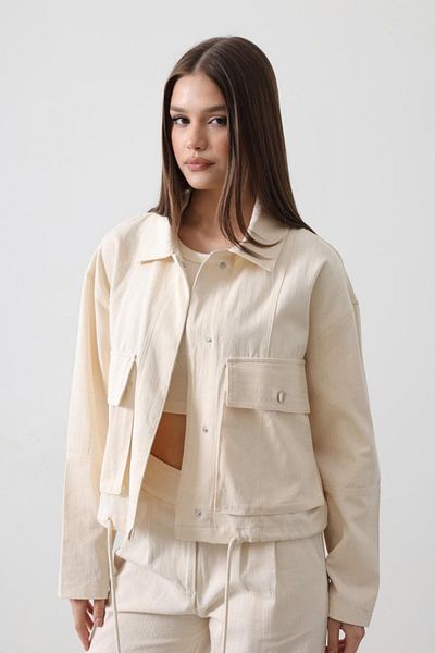 BEYD Ecru Cargo Pocket Jacket