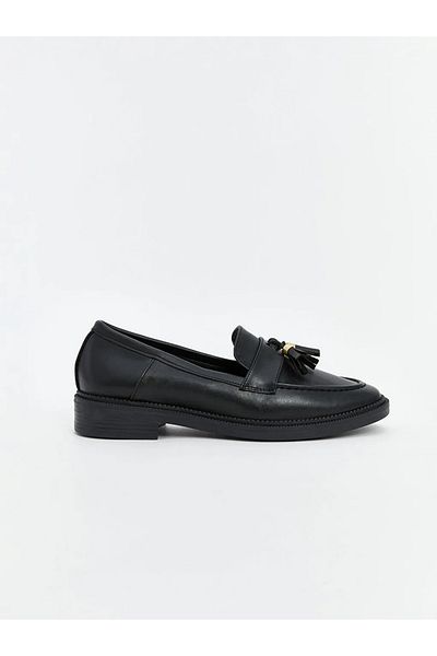 LC Waikiki Lcw Steps Black Leather Look Women's Loafer Shoes