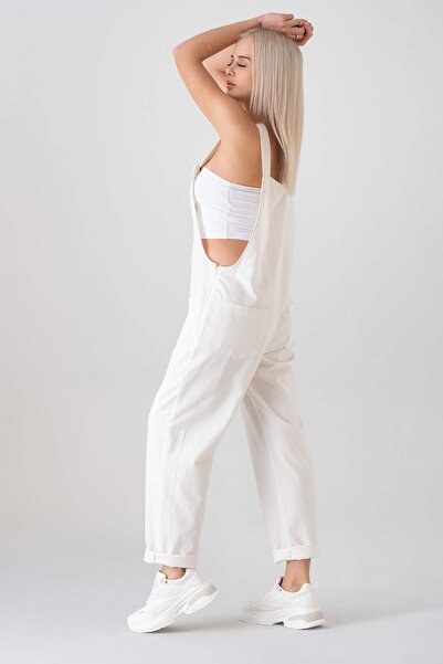 Fashion Showcase 5 Pocket Linen Salopet - White