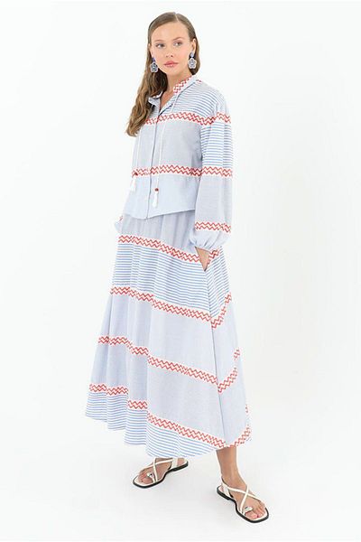 Moda Rosa 25Y2242 - Blue - Poplin Skirt Suit
