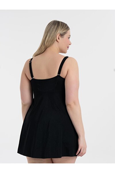 AQUAVİVA Aquaviva Women Large Black-Turquoise-White Honeycomb Pattern Gloria Bow Dress