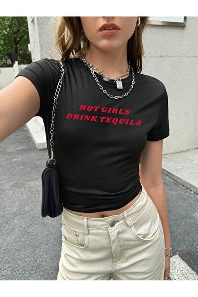 OVER HEAD Tricou Crop pentru femei Hot Girls cu imprimeu pentru bebeluși