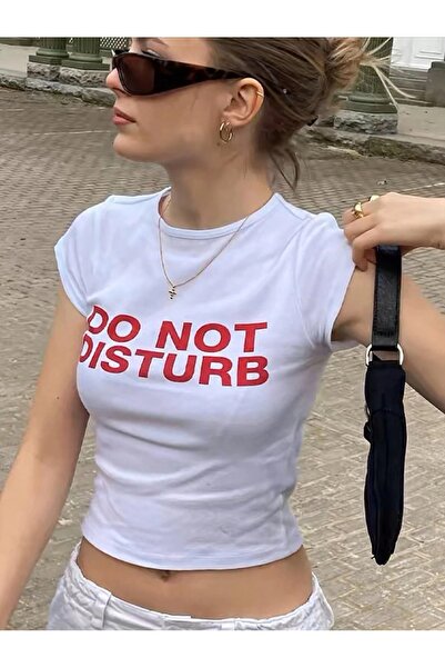 OVER HEAD Tricou Crop pentru femei Do Not Printed Baby Tee