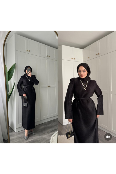 Bd ALLER DETAYLI SATEN DOKULU ELBİSE