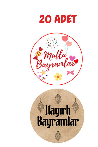 Dekals ETİKET STİCKER Hediye Kutusu Etiketi Hayırlı-Mutlu Bayramlar Yazılı Ya...