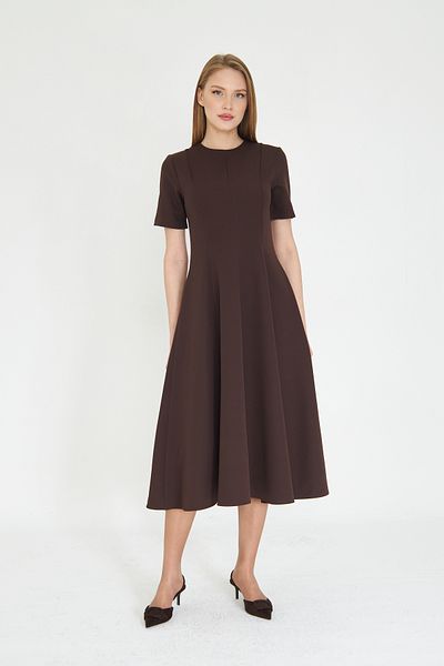 SevdeUgur Καφέ Maxi Length Flounce Φόρεμα / Sevde Ugur