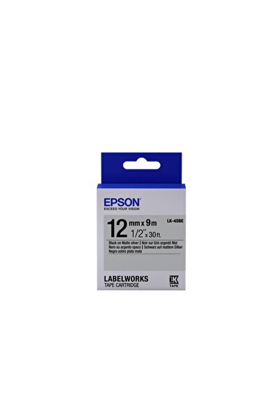 Universal ملصق Epson LK-4SBE باللون الأسود على الفضة مقاس 12 مم بطول 9 أمتار