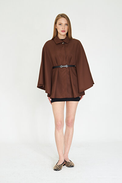 SevdeUgur Brown Belted Trench Coat Poncho / Sevde Ugur