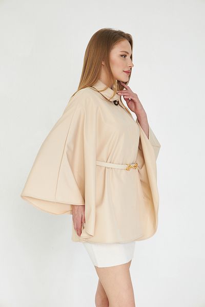 SevdeUgur Trench cu centură crem Poncho / Sevde Ugur