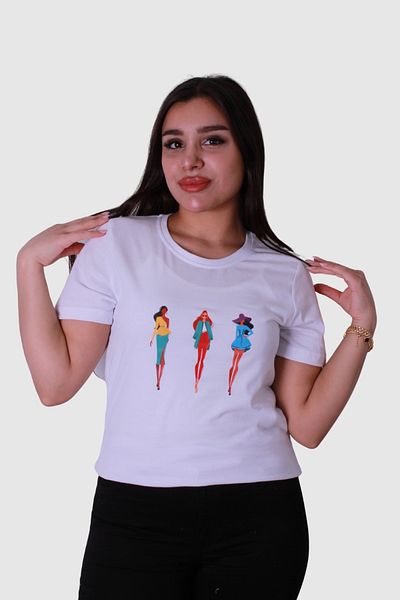 trender Tricou alb cu imprimeu pentru femei
