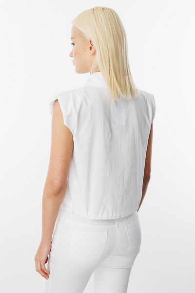 On Fashion Crop Top fără mâneci cu zece dungi - alb (56306)