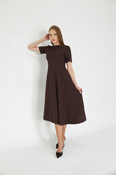 SevdeUgur Καφέ Maxi Length Flounce Φόρεμα / Sevde Ugur