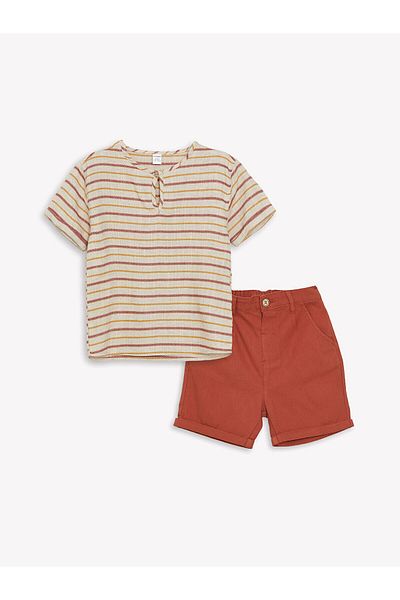 LC Waikiki Crew Neck Short Sleeve Baby Boy T-Shirt and Shorts Set of 2