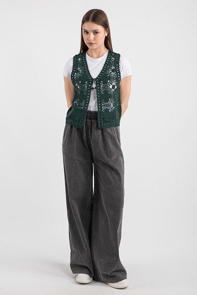 Hatun Atila Hatunatila Women's Acrylic Drainage Vest Emerald - 5157