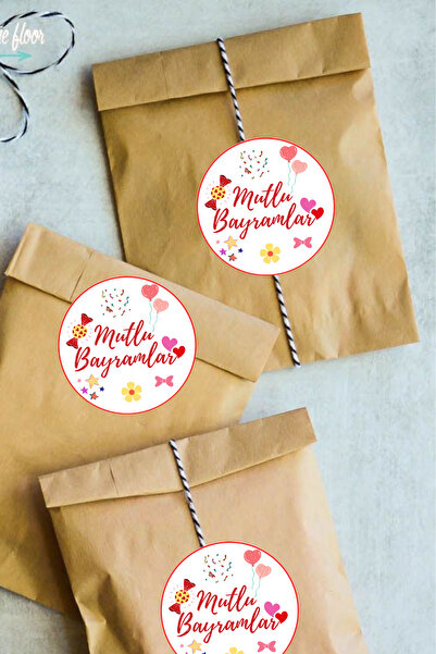 Dekals 20 Adet Hediye Kutusu Etiketi Mutlu Bayramlar Yazılı Yapışkanlı Sticker Küçük Boy