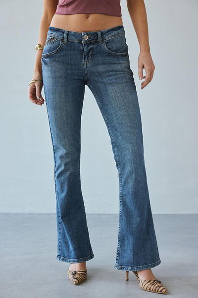 september island Vintage Moonlight Navy Blue Color Low Waist Flare Jeans