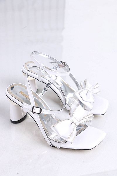 sefayol Pantofi de damă cu toc transparent Connell White Bow