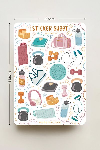 MÜHÜRCE Sports & Fitness Sticker - Healthy Living Stickers - for Notebook and Planner