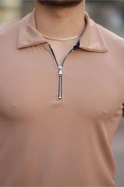 CAN Men's Half Zip Polo Neck T-Shirt