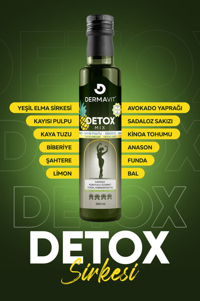 Dermavit Detox Sirkesi Ödem Atmaya Doğal Fermante Detoks suyu 250ml Sirke