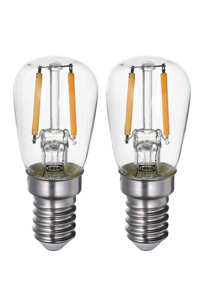 IKEA Lunnom 2 Adet E14 İnce Duy Retro Tasarım 100 Lümen Led Ampul Sıcak Beyaz
