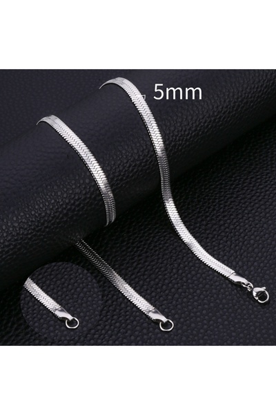 Choice 50CM SILVER5MM HIYEE Fashion Stainless Steel Necklace 40-45-50-60CM Bl...