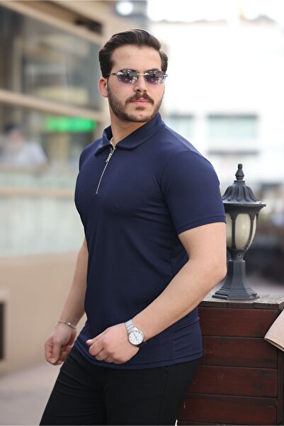 CAN Men's Half Zip Polo Neck T-Shirt