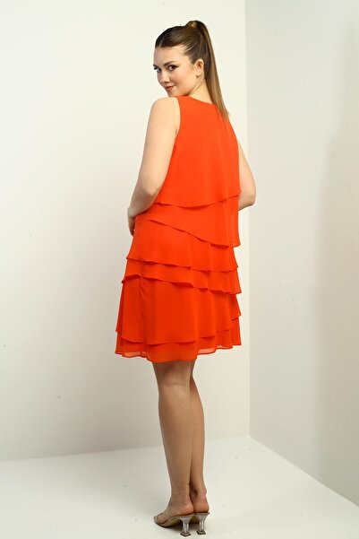 By Saygı Women's Lined Layered Chiffon Dress