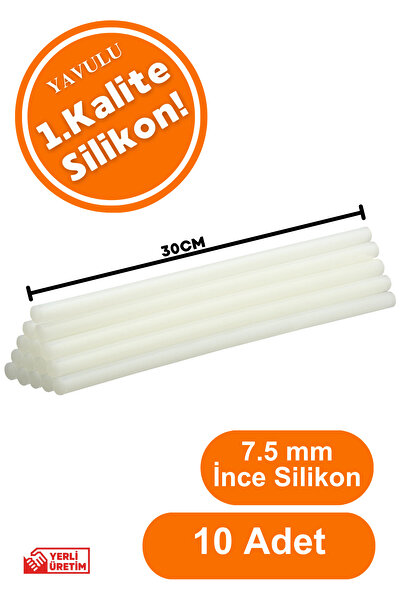 yavulu Silikon Mum Sıcak Silikon Cubuk Silikon Sıcak Silikon Ucu 10ad. 7,5 Mm Ince Tip Silikon