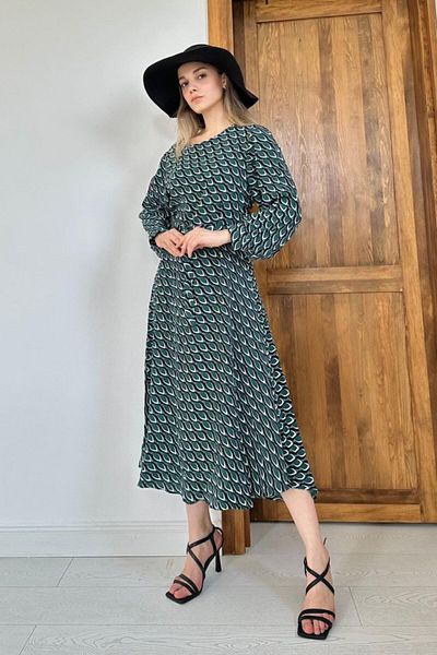 modaserdem Patterned Flowy Patterned Dress