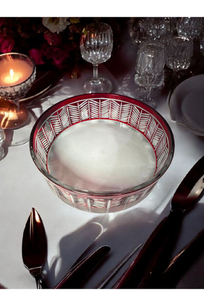 AYZ HOME Red Cut Crystal Serving Bowl 25 cm Red Christmas Tableware Decor