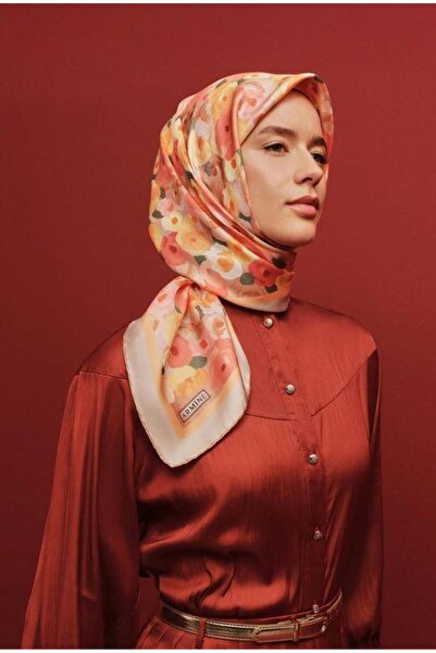 Armine 2025 Desenli Saf İpek Twill Eşarp 9300-01