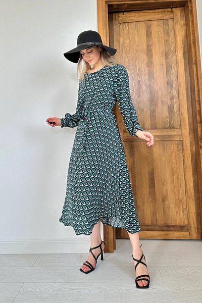 modaserdem Patterned Flowy Patterned Dress