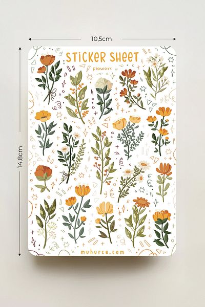 MÜHÜRCE Flower Sticker - Aesthetic & Vintage Stickers - for Notebook, Agenda and Bullet Journal - Flowers-3