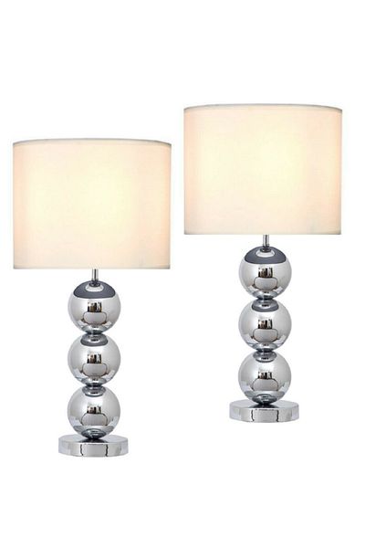 571 Store 2 Pcs Ala Table Lampshade Chrome Body Fabric Headboard Decorative Lighting