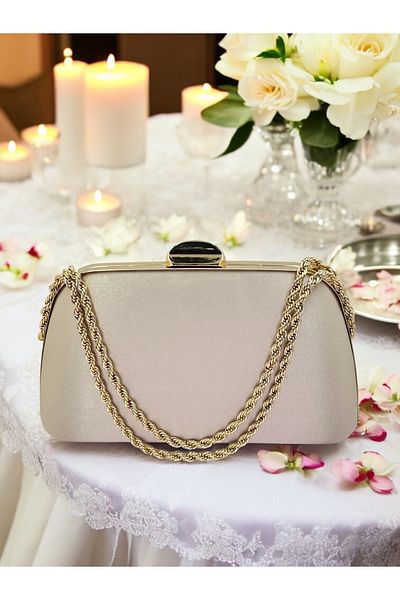 Biçanta Ειδική σχεδίαση Skin Color Satin Chain Handle Crystal Stone Handle Γυναικεία βραδινή τσάντα φορέματος