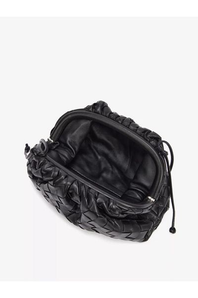Generic Fashionable design woven leather handbag and shoulder bag with magnetic closure, gray