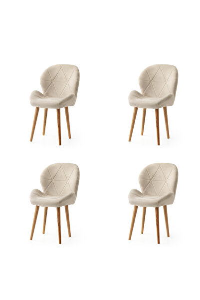 Viento Mobilya 4 Adet Vera Sandalye Babyface Kumaş Ahşap İskelet