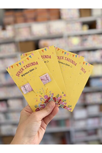 eylülün etiket fabrikası Bayram Para / Tebrik Kartı - Şeker Tadında Bayram Temalı Çok Amaçlı Kart - 10 Adet Kart 8,5-13 cm.