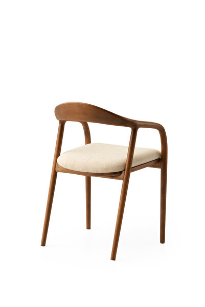 Viento Mobilya 2 Adet Yılan Kollu Sandalye Bukle Kumaş Ceviz Ahşap İskelet