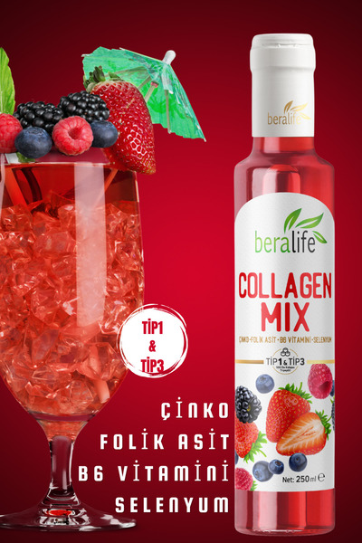 BERALİFE Collagen Mix-Doğal Kolajenli İçecek Tip 1-Tip 3 Kolajen