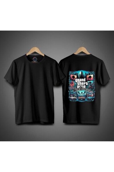 BBS CLOTHES تي شيرت GTA SANANDREAS بطبعة خلفية 100% قطن ممتاز
