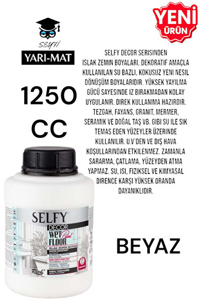 SEYFİKİRTASİYE SELFY DECOR ISLAK ZEMİN BOYASI 1250 CC MUTFAK TEZGAH FAYANS LA...