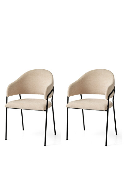 Viento Mobilya 2 Adet Evrim Sandalye Bukle Kumaş Siyah Metal İskelet