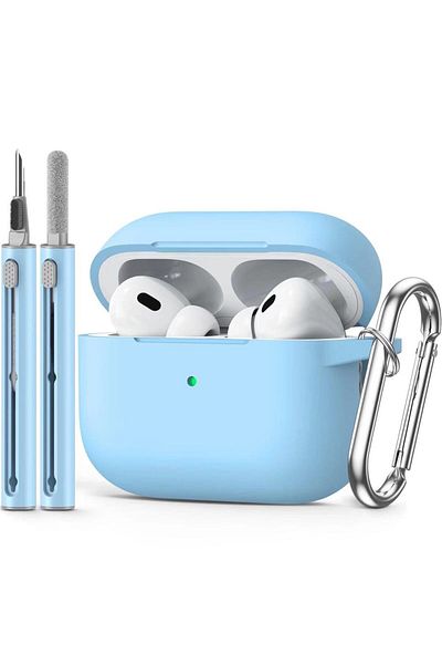 Choice Airpods Pro 2 Light Blue Airpods Pro Case Cover With Cleaner Kit,soft Silicone Protective Case For A