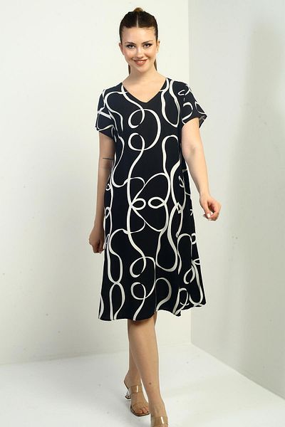 By Saygı Rochie de damă cu decolteu în V cu modele supradimensionate